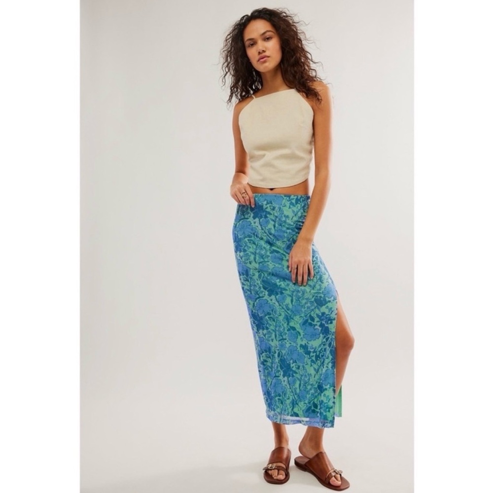Free People Blue Green Floral Maxi Skirt - Women